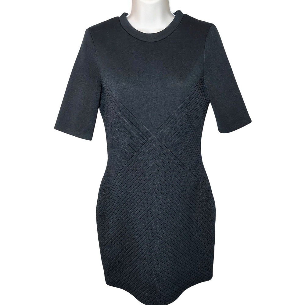Kate Spade Womens S Saturday Quilted Chevron Mini Dress Black Texture Mod Chic